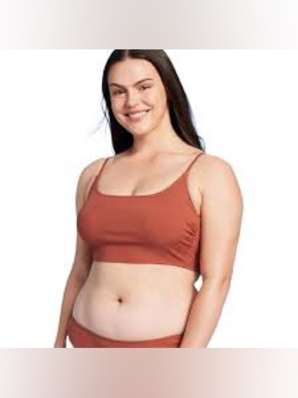 Shade & Shore Scoop Neck Ribbed Bralette Bikini Top - Rust Orange XS (0–2)